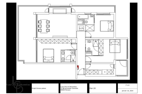 MONACO CENTRE RIVIERA PALACE 4 PIECES RENOVE MEUBLE MIXTE